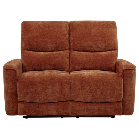 Bettoni Chenille Upholstered Reclining Loveseat Burnt Orange