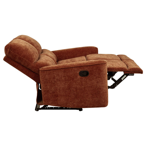 Bettoni Chenille Upholstered Reclining Loveseat Burnt Orange