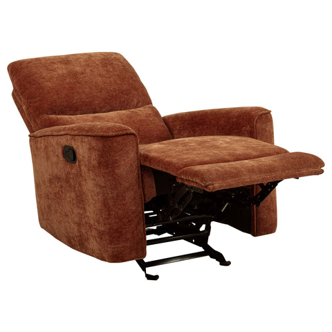 Bettoni Chenille Upholstered Glider Recliner Burnt Orange
