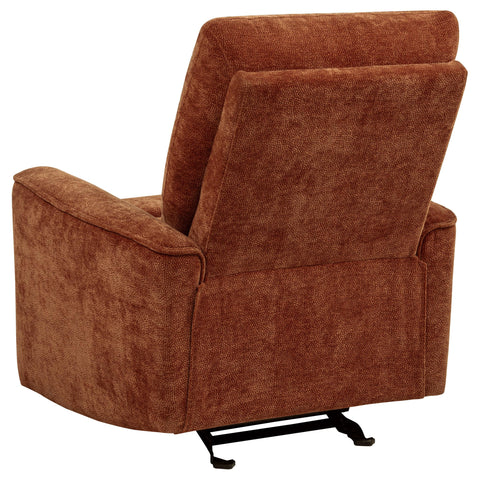 Bettoni Chenille Upholstered Glider Recliner Burnt Orange