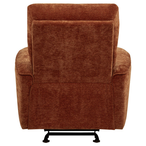 Bettoni Chenille Upholstered Glider Recliner Burnt Orange