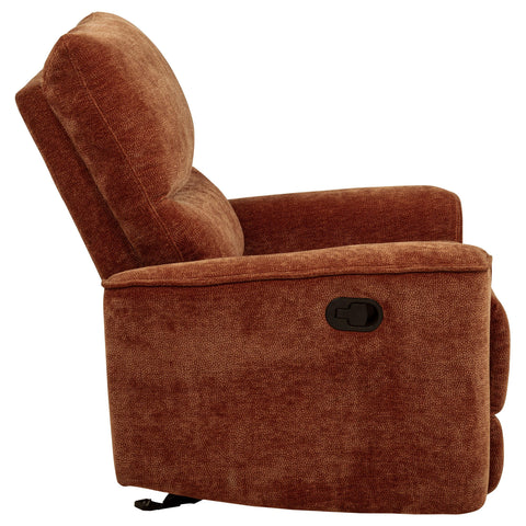 Bettoni Chenille Upholstered Glider Recliner Burnt Orange