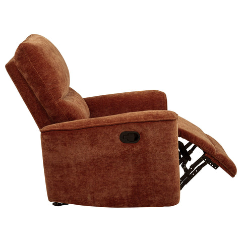 Bettoni Chenille Upholstered Glider Recliner Burnt Orange