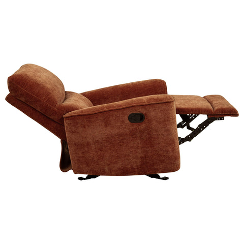 Bettoni Chenille Upholstered Glider Recliner Burnt Orange