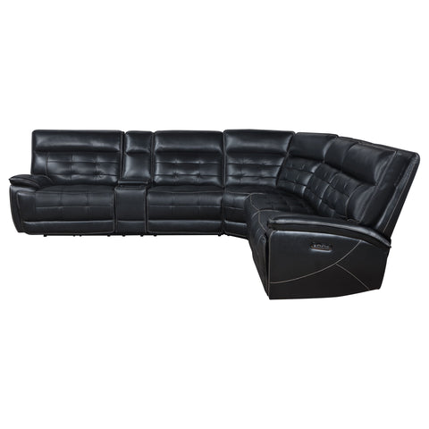 Lovegood Leather Upholstered Power Reclining Sectional BlackBlack