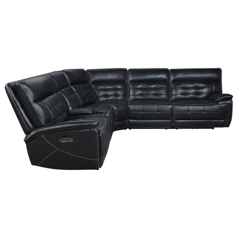 Lovegood Leather Upholstered Power Reclining Sectional BlackBlack
