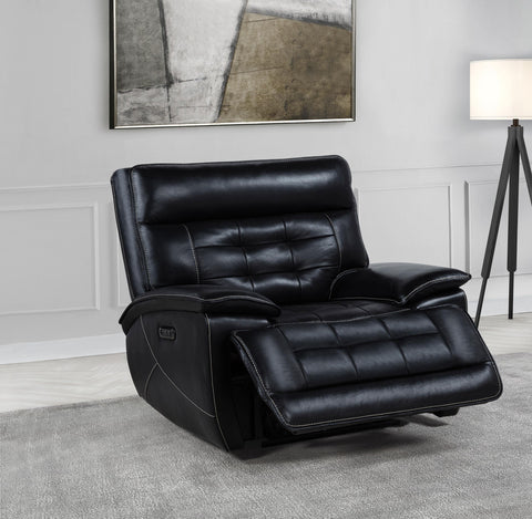 Abram Leather Upholstered Dual Power Recliner Chair Black
