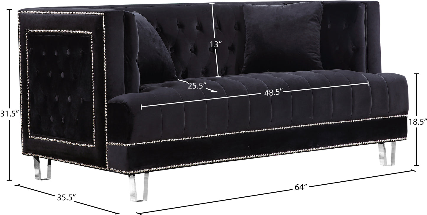 marquis black velvet loveseat l