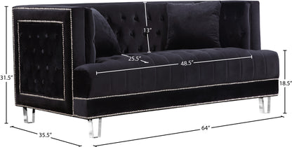 Marquis Black Velvet Loveseat L