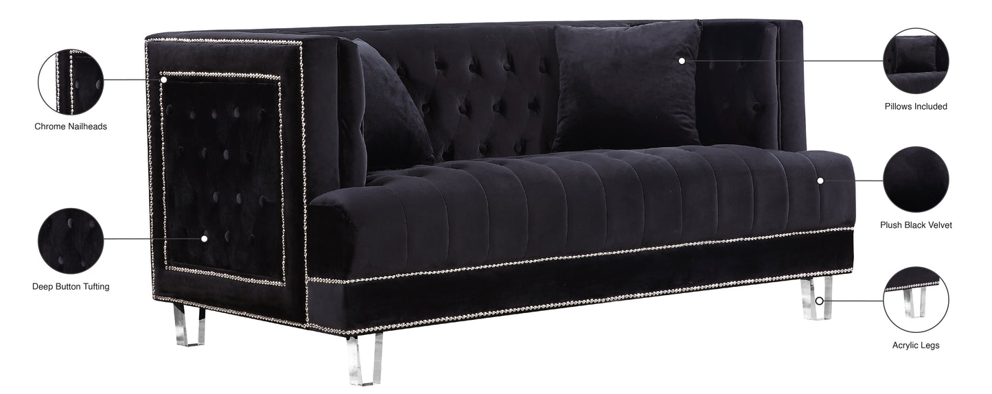 marquis black velvet loveseat l