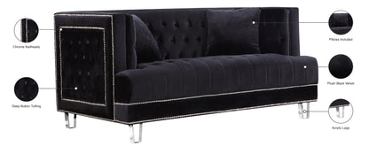 Marquis Black Velvet Loveseat L