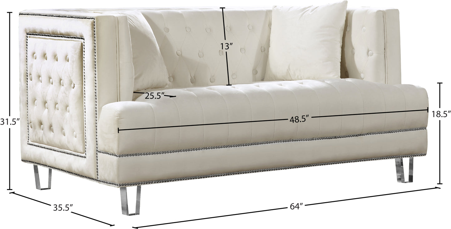 marquis cream velvet loveseat l