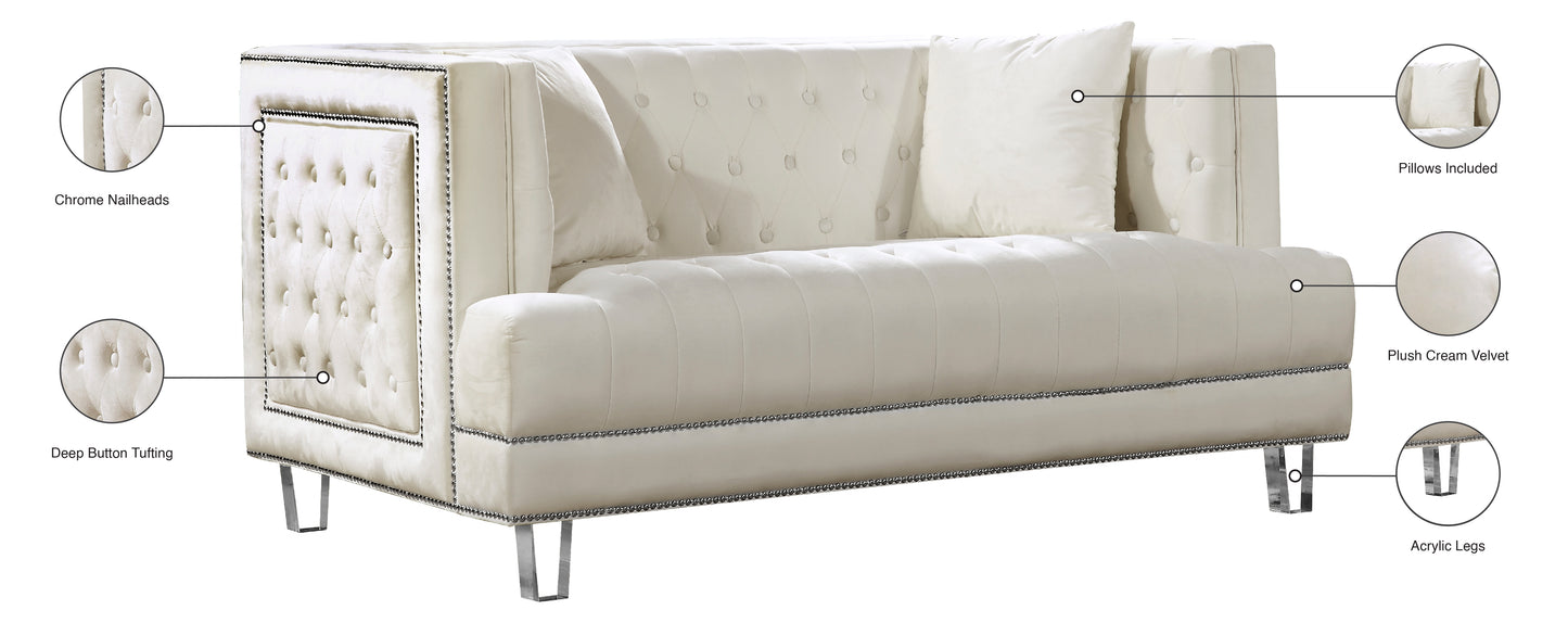 marquis cream velvet loveseat l