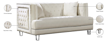 Marquis Cream Velvet Loveseat L