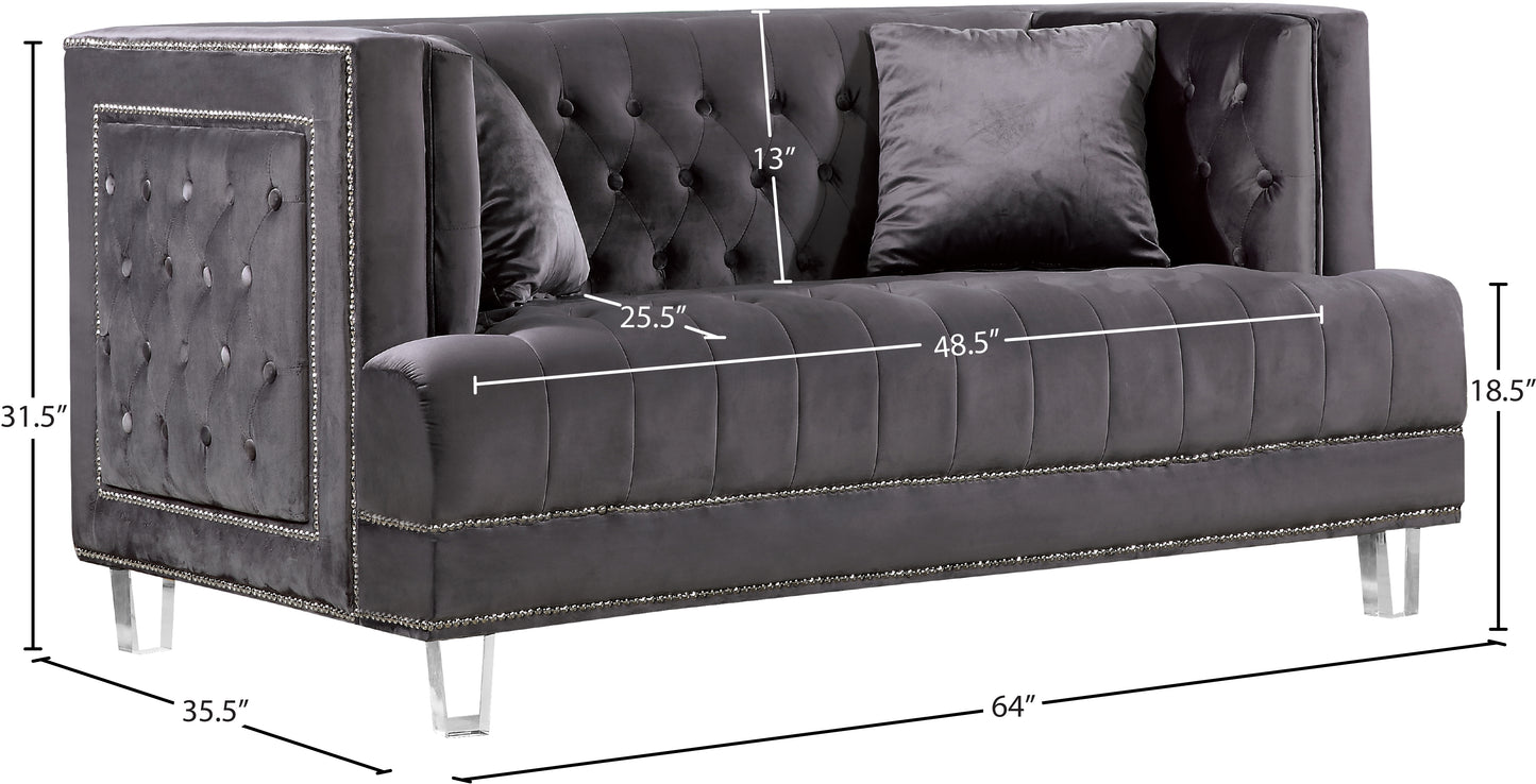 marquis grey velvet loveseat l