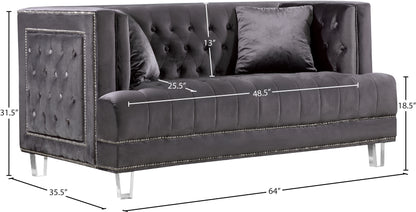 Marquis Grey Velvet Loveseat L