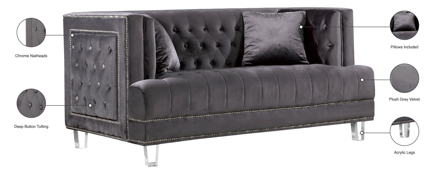 marquis grey velvet loveseat l