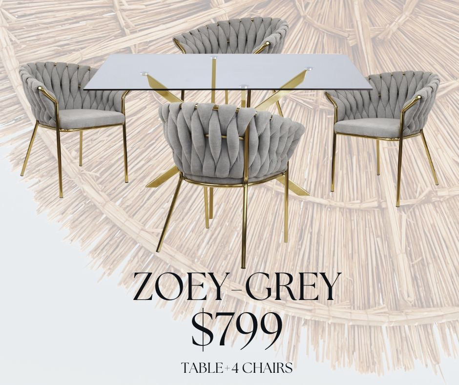 zoey grey 5 pc dining set