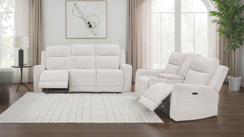 Sonya 2-piece Chenille Power Reclining Sofa Set Ivory