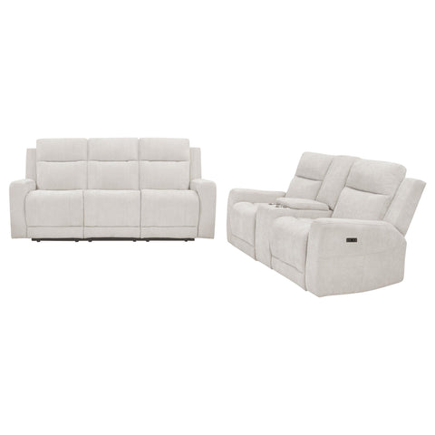 Sonya 2-piece Chenille Power Reclining Sofa Set Ivory