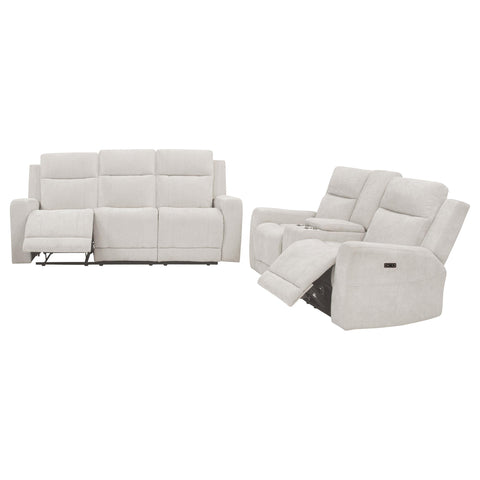 Sonya 2-piece Chenille Power Reclining Sofa Set Ivory