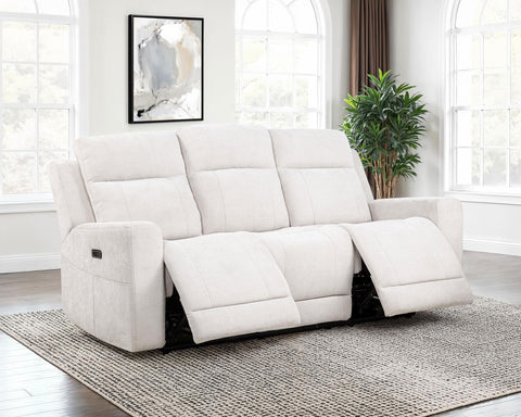 Sonya Chenille Upholstered Power Reclining Sofa Ivory