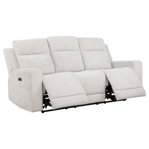 Sonya Chenille Upholstered Power Reclining Sofa Ivory