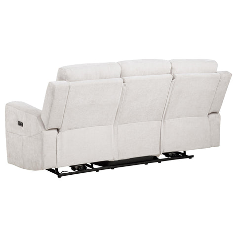 Sonya Chenille Upholstered Power Reclining Sofa Ivory