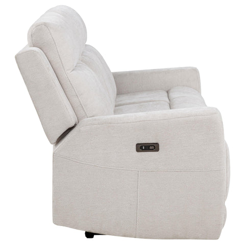Sonya Chenille Upholstered Power Reclining Sofa Ivory