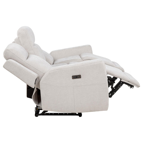 Sonya Chenille Upholstered Power Reclining Sofa Ivory