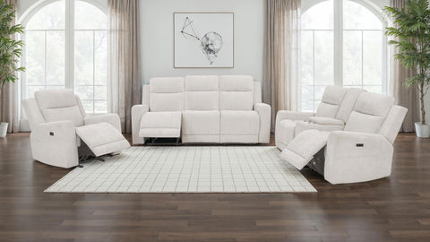 Sonya Chenille Upholstered Power Reclining Sofa Ivory