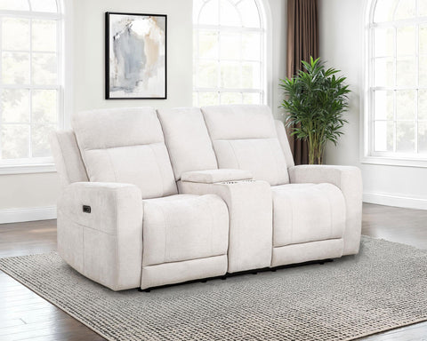 Sonya Chenille Upholstered Power Reclining Loveseat Ivory