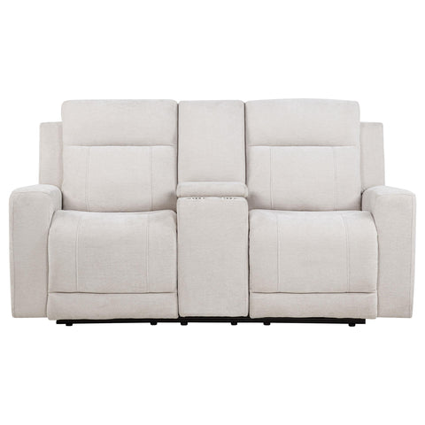 Sonya Chenille Upholstered Power Reclining Loveseat Ivory