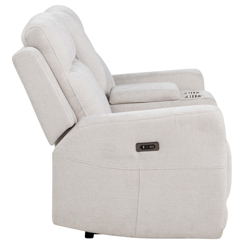 Sonya Chenille Upholstered Power Reclining Loveseat Ivory