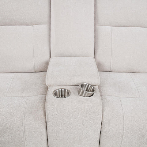 Sonya Chenille Upholstered Power Reclining Loveseat Ivory