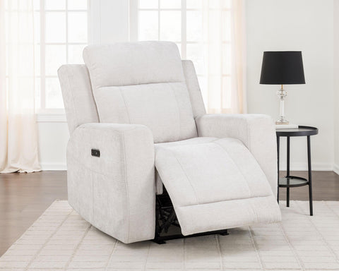 Sonya Chenille Upholstered Power Recliner Chair Ivory
