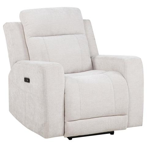 Sonya Chenille Upholstered Power Recliner Chair Ivory