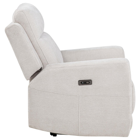 Sonya Chenille Upholstered Power Recliner Chair Ivory