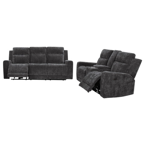 Sonya 2-piece Chenille Power Reclining Sofa Set Dark Grey