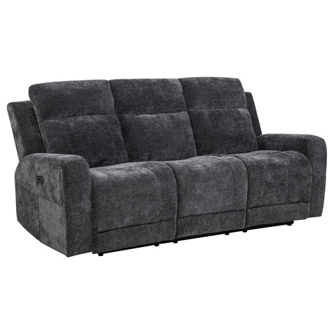 Sonya 2-piece Chenille Power Reclining Sofa Set Dark Grey