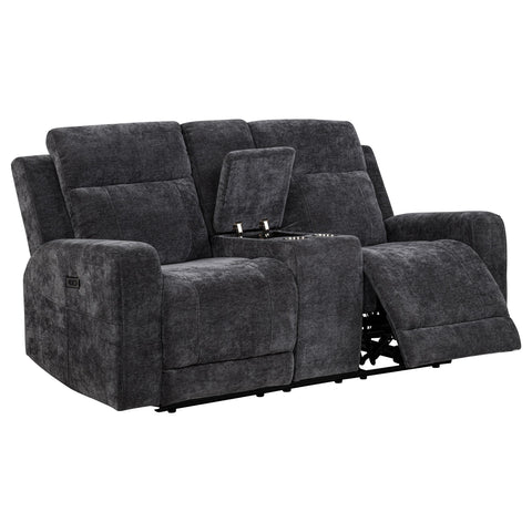 Sonya 2-piece Chenille Power Reclining Sofa Set Dark Grey