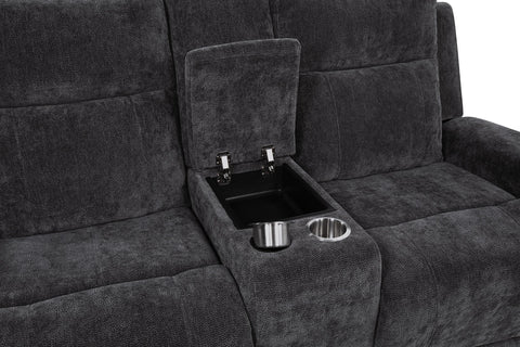 Sonya 2-piece Chenille Power Reclining Sofa Set Dark Grey