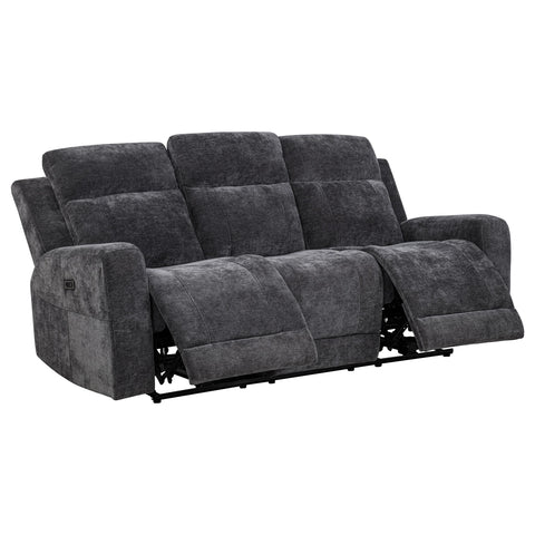 Sonya 3-piece Chenille Power Reclining Sofa Set Dark Grey