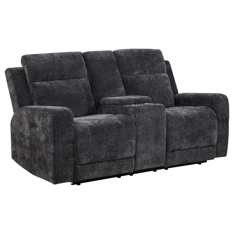 Sonya 3-piece Chenille Power Reclining Sofa Set Dark Grey