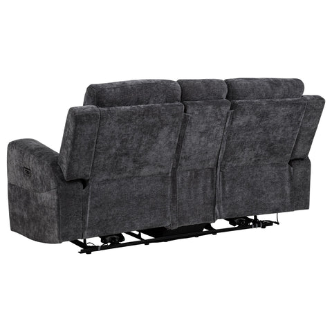 Sonya 3-piece Chenille Power Reclining Sofa Set Dark Grey