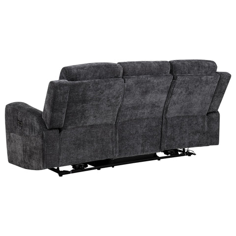 Sonya Chenille Upholstered Power Reclining Sofa Dark Grey