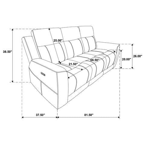 Sonya Chenille Upholstered Power Reclining Sofa Dark Grey