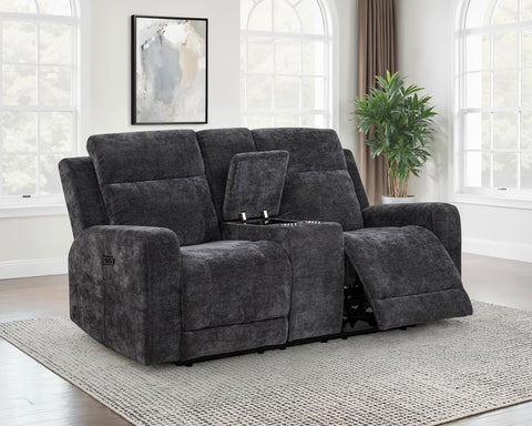 Sonya Chenille Upholstered Power Reclining Loveseat Grey