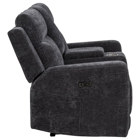 Sonya Chenille Upholstered Power Reclining Loveseat Grey