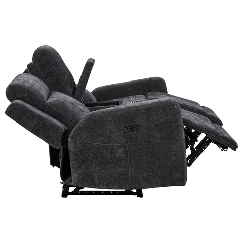 Sonya Chenille Upholstered Power Reclining Loveseat Grey
